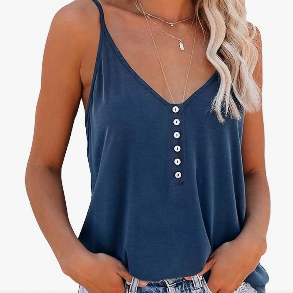 Navy blue button front Cami tank top